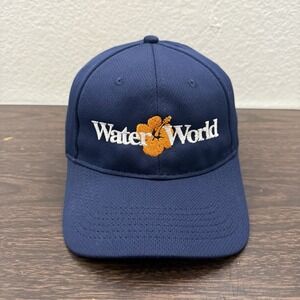 Water World Hat Cap Strapback Blue Theme Park Swimming Pool Resort